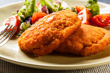 Cutlet Cordon Bleu with salad