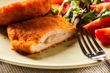 Cutlet Cordon Bleu with salad