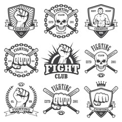 Set of cool fighting club emblems.