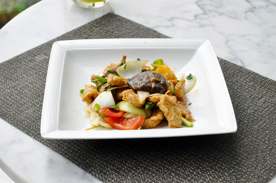 Thai food - stirred vegetable and pork