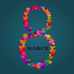 March 8 International Womens day - Illustration with hearts