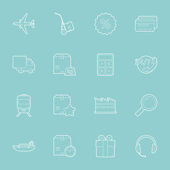 Logistics thin lines icons set