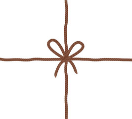 Rope bow knot - crossed threads. Brown color.
