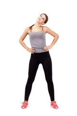 Fototapeta premium Fit young woman stretching neck