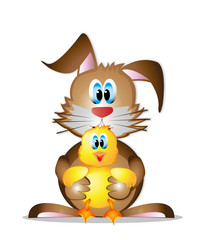 Osterhase mit Osterküken