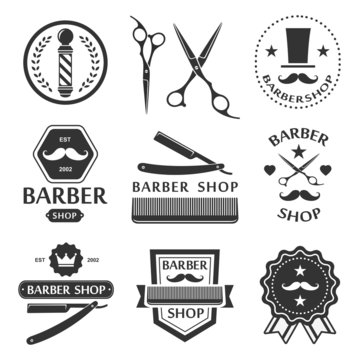 Barber shop logo, labels, badges vintage