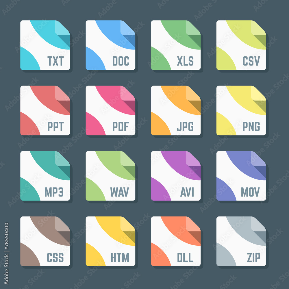 Poster vector minimal flat design color file formats icons