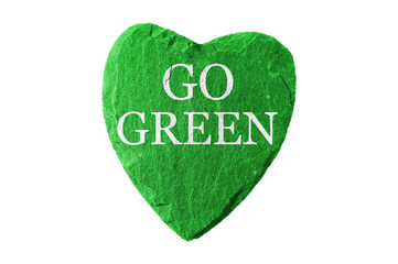 Gr&uuml;nes Herz mit Go Green Schriftzug