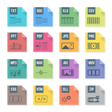 vector various flat design color file formats icons symbols