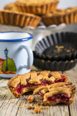 Cake with raspberry filling.