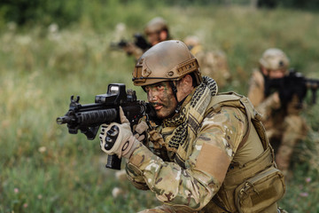 Fototapeta premium solders team engaged in the exploration area