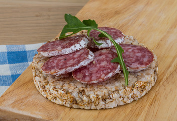 Crispbread with salami