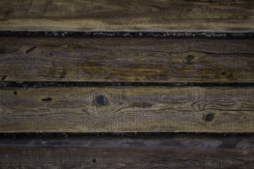 Natural wooden background with hoarfrost