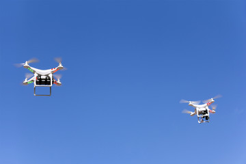 Two Drone is flying