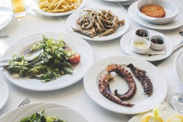 Table in greek restaurant