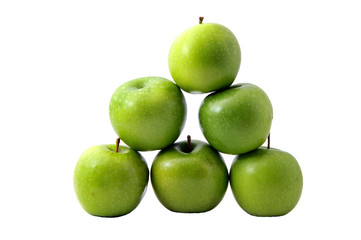Green apple fruits isolated on white background