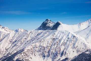 Fototapeta na wymiar Landscape of Caucasus mountains peak during day