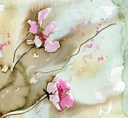 Papier Peint photo Inspiration picturale fleurs roses