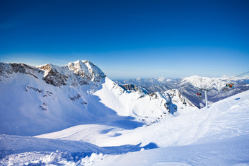 Fototapeta na wymiar Russian winter landscape of Caucasus mountains