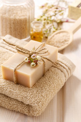 Obraz na płótnie Canvas Bar of natural handmade soap