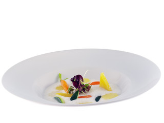 vegetables in frothy lemon sauce