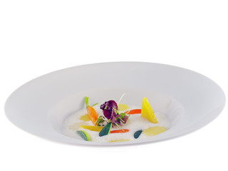 vegetables in frothy lemon sauce