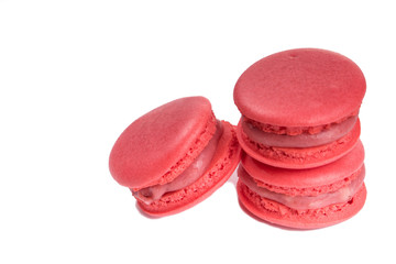 Tasty red macaroon isolate on with background