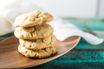 Stack of White chocolate cookies