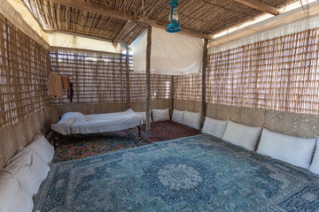 Interior of a traditional bedouin tent