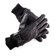 Black leather gloves.  Men's black leather gloves