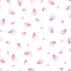 Light background seamless pattern with flying petals