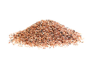Pile of read sand isolated on white.
