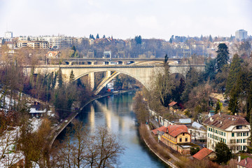 Lorrainebrucke and Lorraineviadukt bridges in Bern - Switzerland