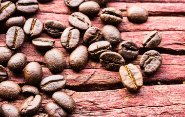 coffee beans on wood  background