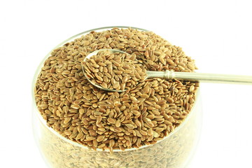 flax seed closeup in pure white background