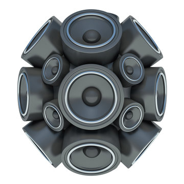 3D Audio Speakers Sphere Isolated On White Background