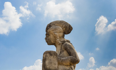 Fototapeta na wymiar Bali Clay Puppet and sky background