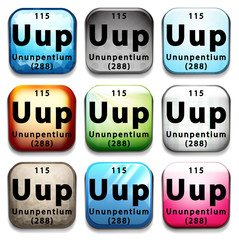 A button showing the element Ununpentium