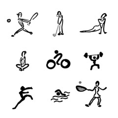 Sport drawing icons