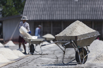 Buckets on the salt field
