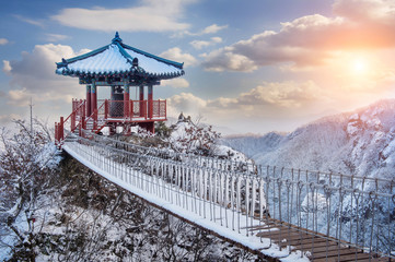 Landscape in winter,Guemosan in korea - obrazy, fototapety, plakaty