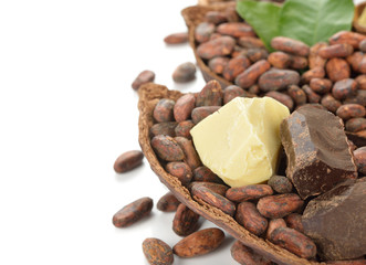 Cocoa beans, cocoa butter and cocoa mass