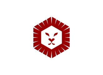 Lion head 5 hexagon logo