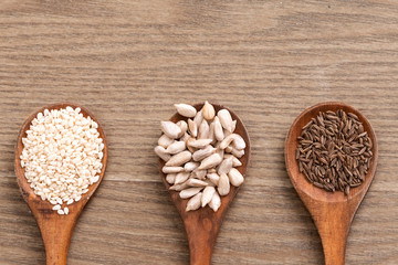 sesame, cumin and sunflower seeds