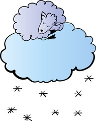 Sheep on the cloud vector illustration