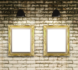 exhibition photo gallery picture frame on brick wall background