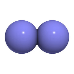 Elemental nitrogen (N2), molecular model.