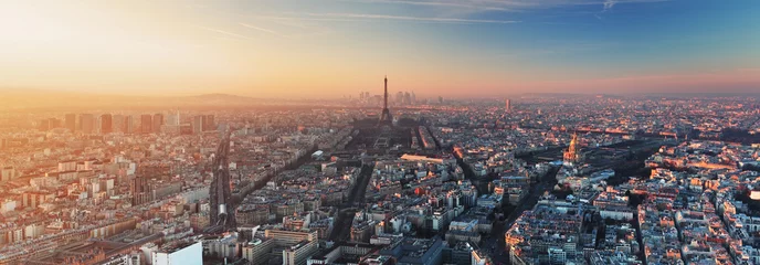 Poster Im Rahmen Panorama von Paris bei Sonnenuntergang © TTstudio