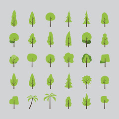 Flat design of tree set