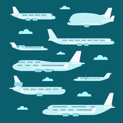 Flat design of airplane set